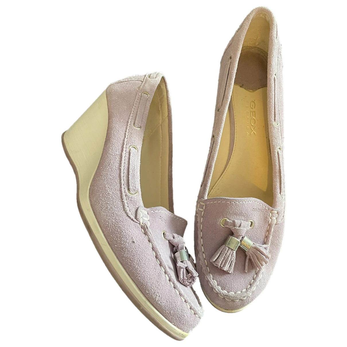 Pre-owned Geox Leather Flats In Pink