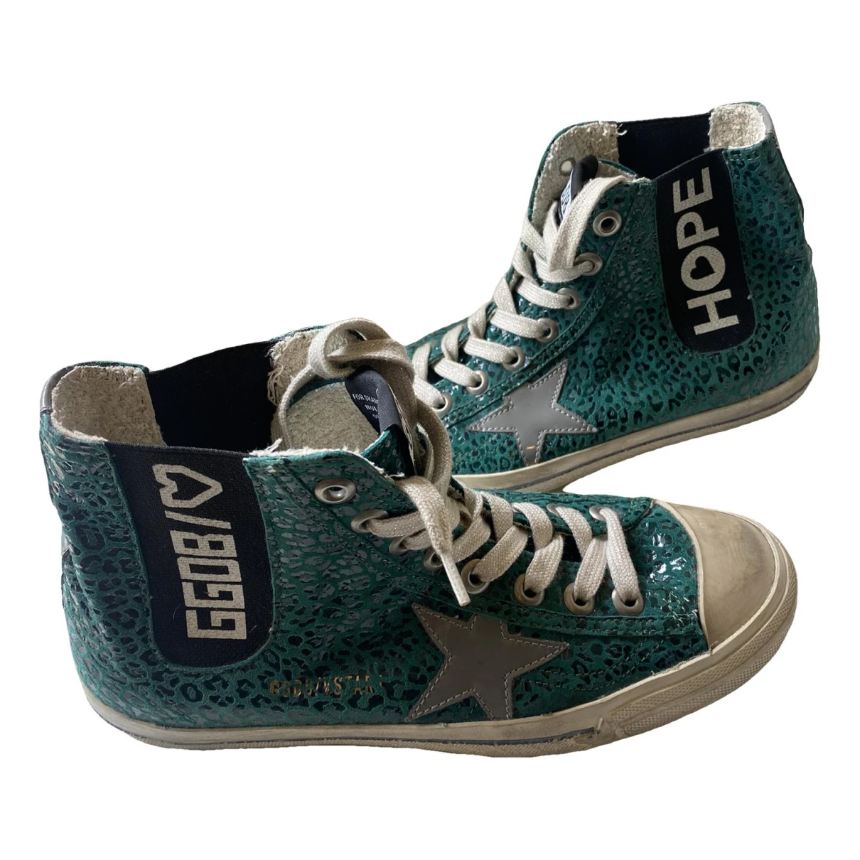 Pre-owned Golden Goose V- Star 1 Leather Trainers In Green