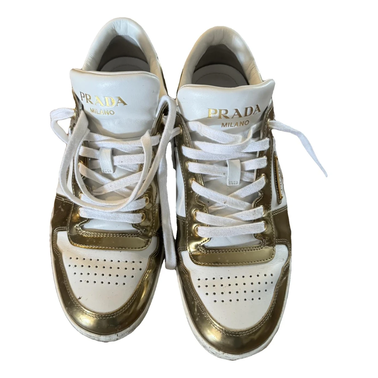 Pre-owned Prada Leather Low Trainers In White