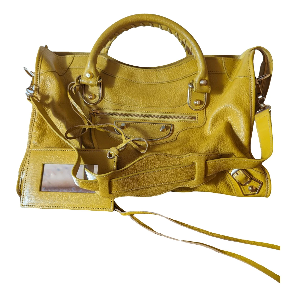 Pre-owned Balenciaga City Leather Handbag In Yellow