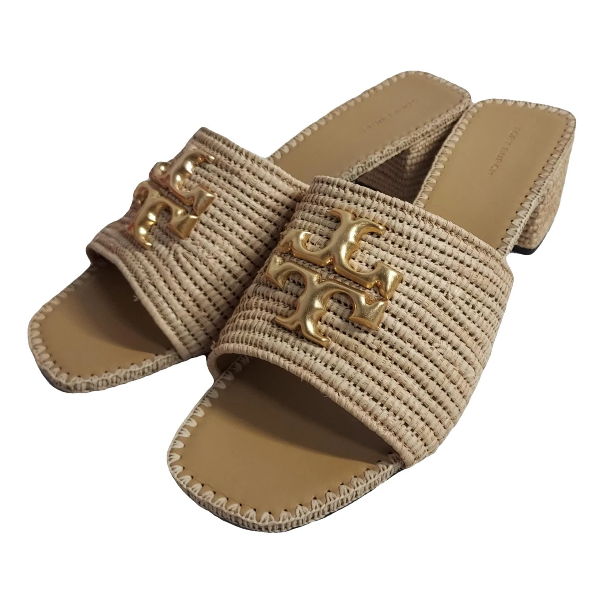 Pre-owned Tory Burch Leather Mules In Beige