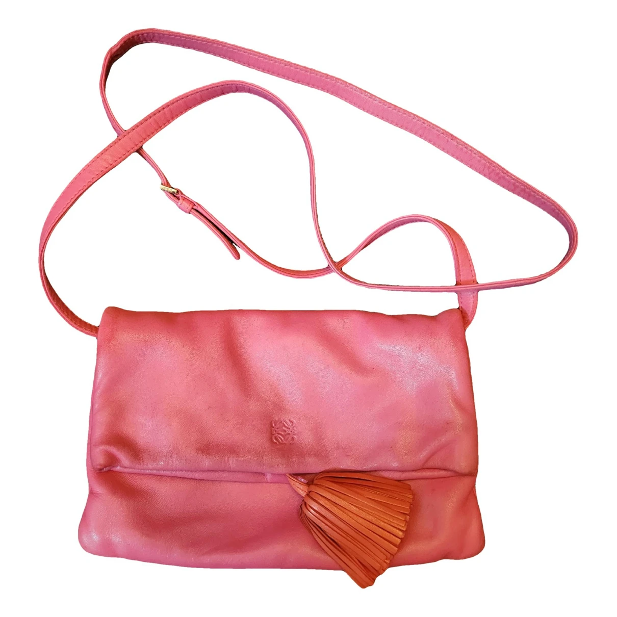 Pre-owned Loewe T Pouch Leather Clutch Bag In Pink