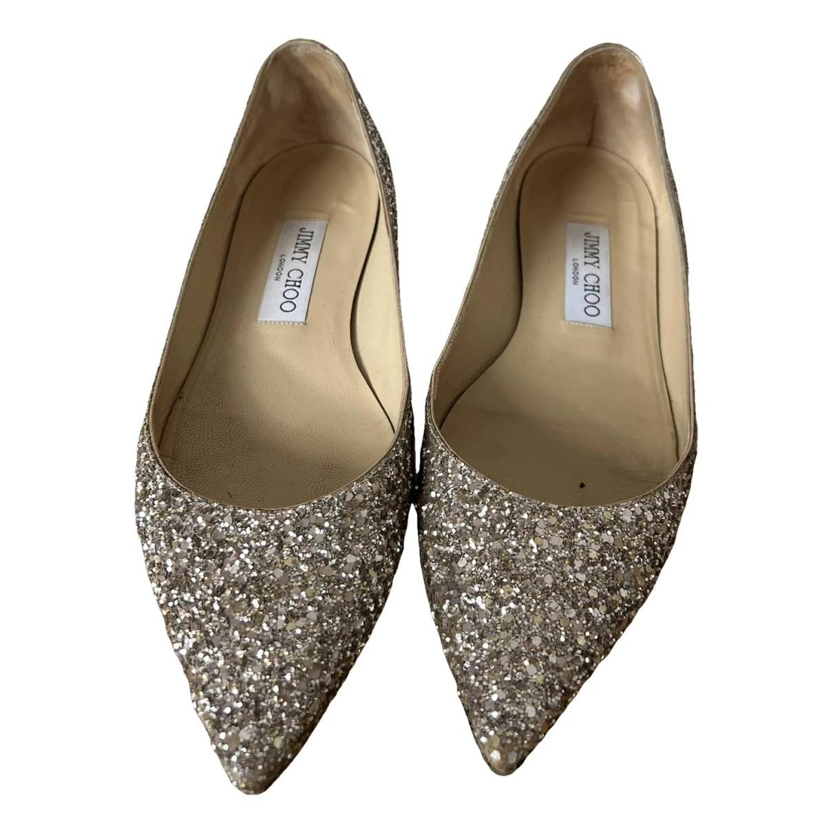 Pre-owned Jimmy Choo Leather Ballet Flats In Gold