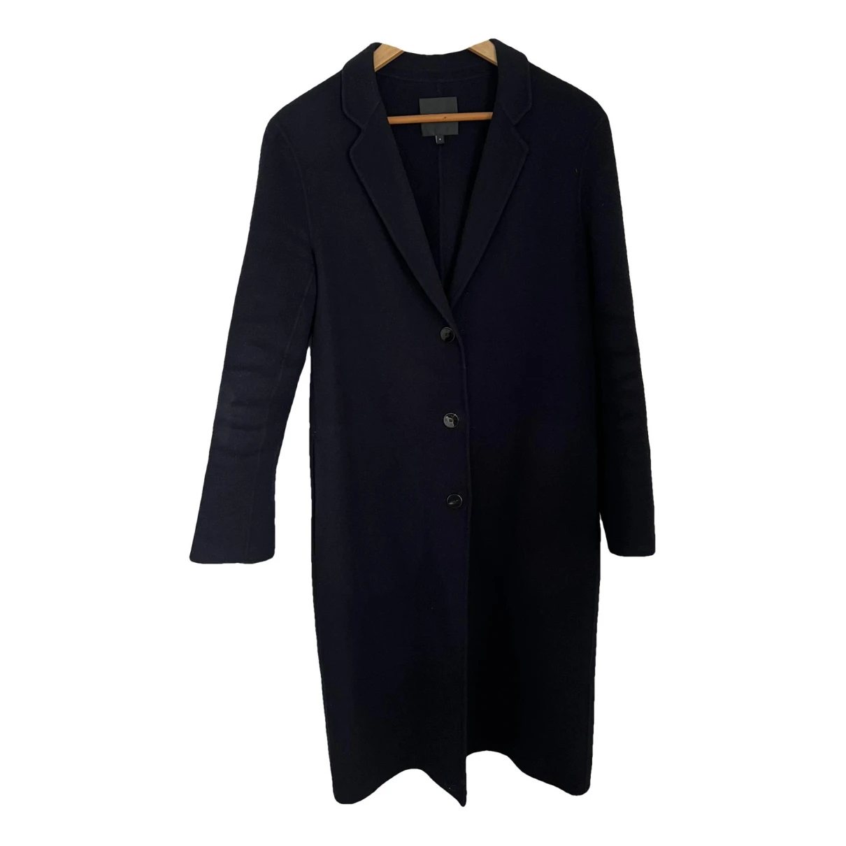 Pre-owned Theory Wool Coat In Navy
