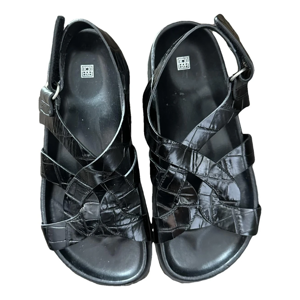 Pre-owned Totême Leather Sandal In Black