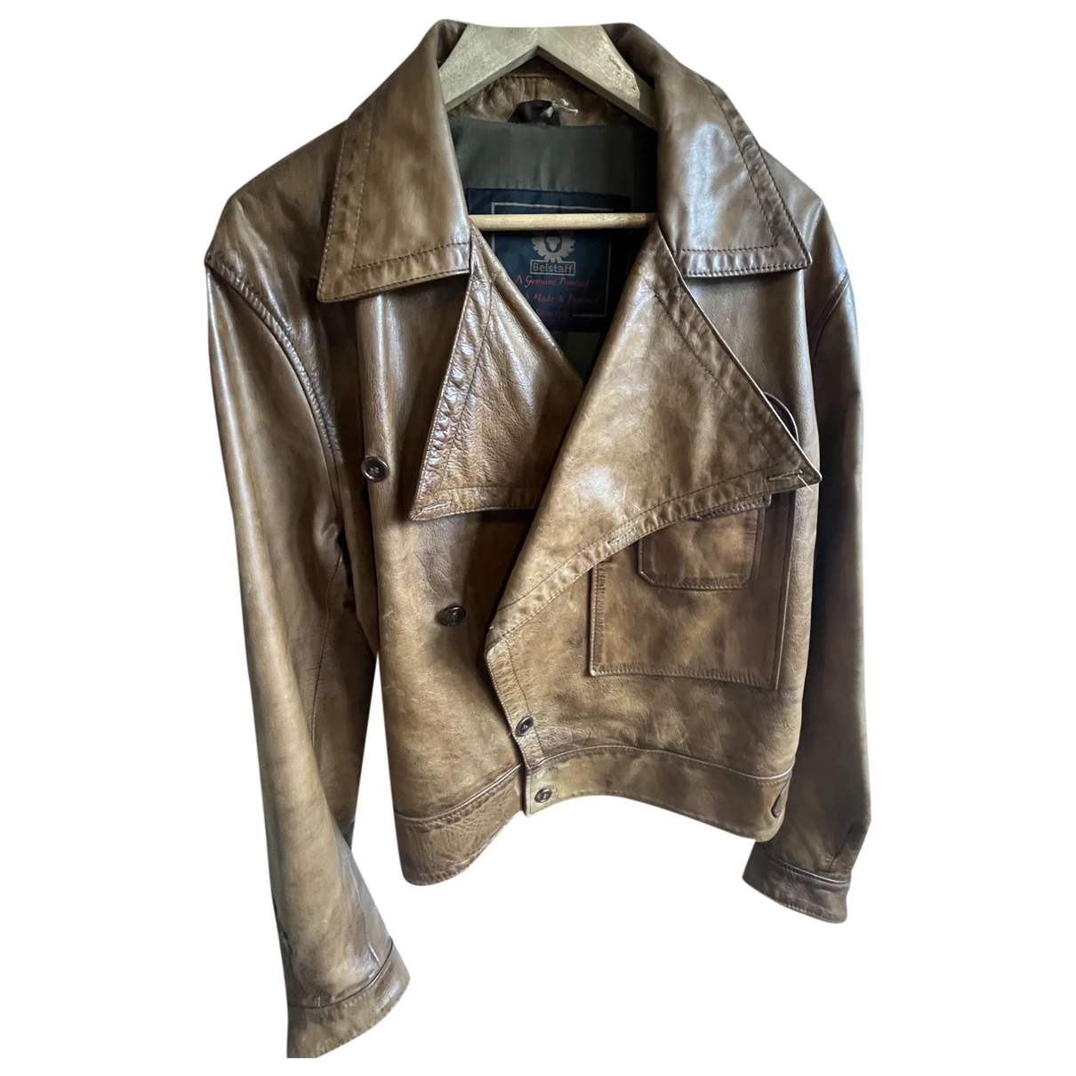 Pre-owned Belstaff Leather Jacket In Beige