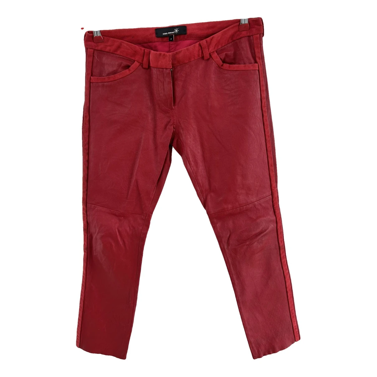 Pre-owned Isabel Marant Leather Slim Pants In Red