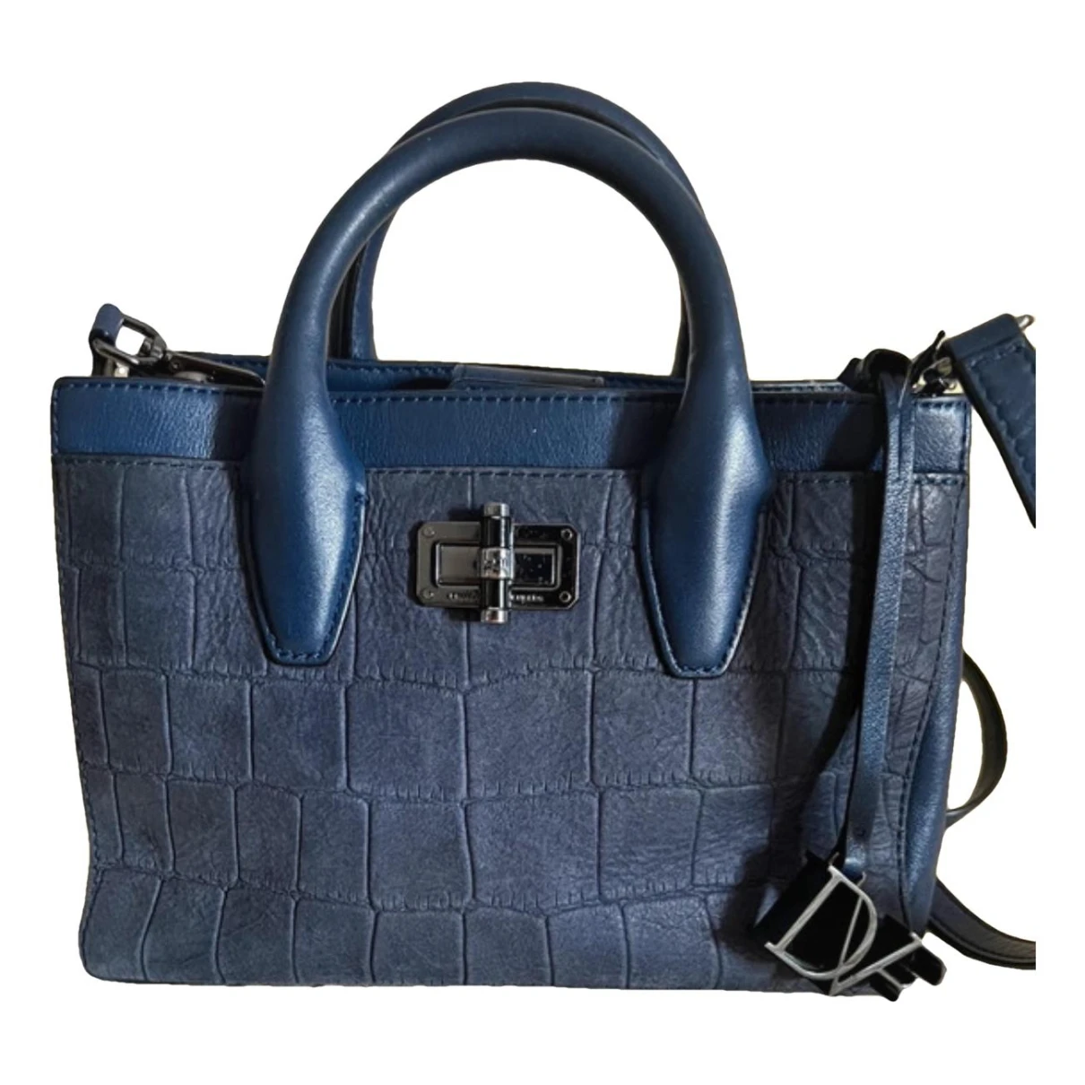 Pre-owned Diane Von Furstenberg Leather Handbag In Navy