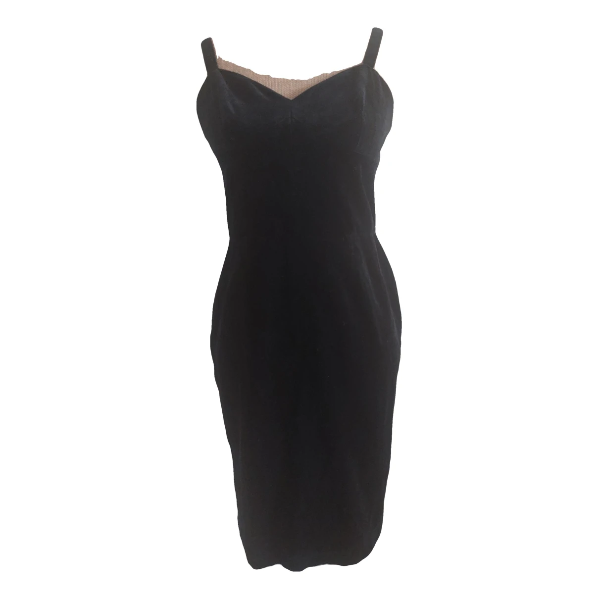 Pre-owned Guy Laroche Velvet Mid-length Dress In Black