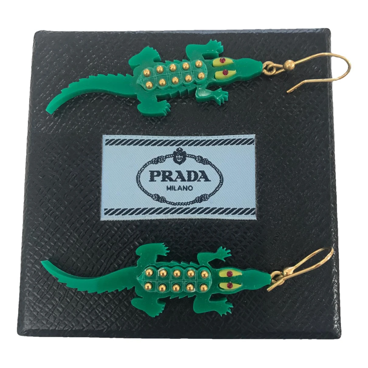 Pre-owned Prada Earrings In Green