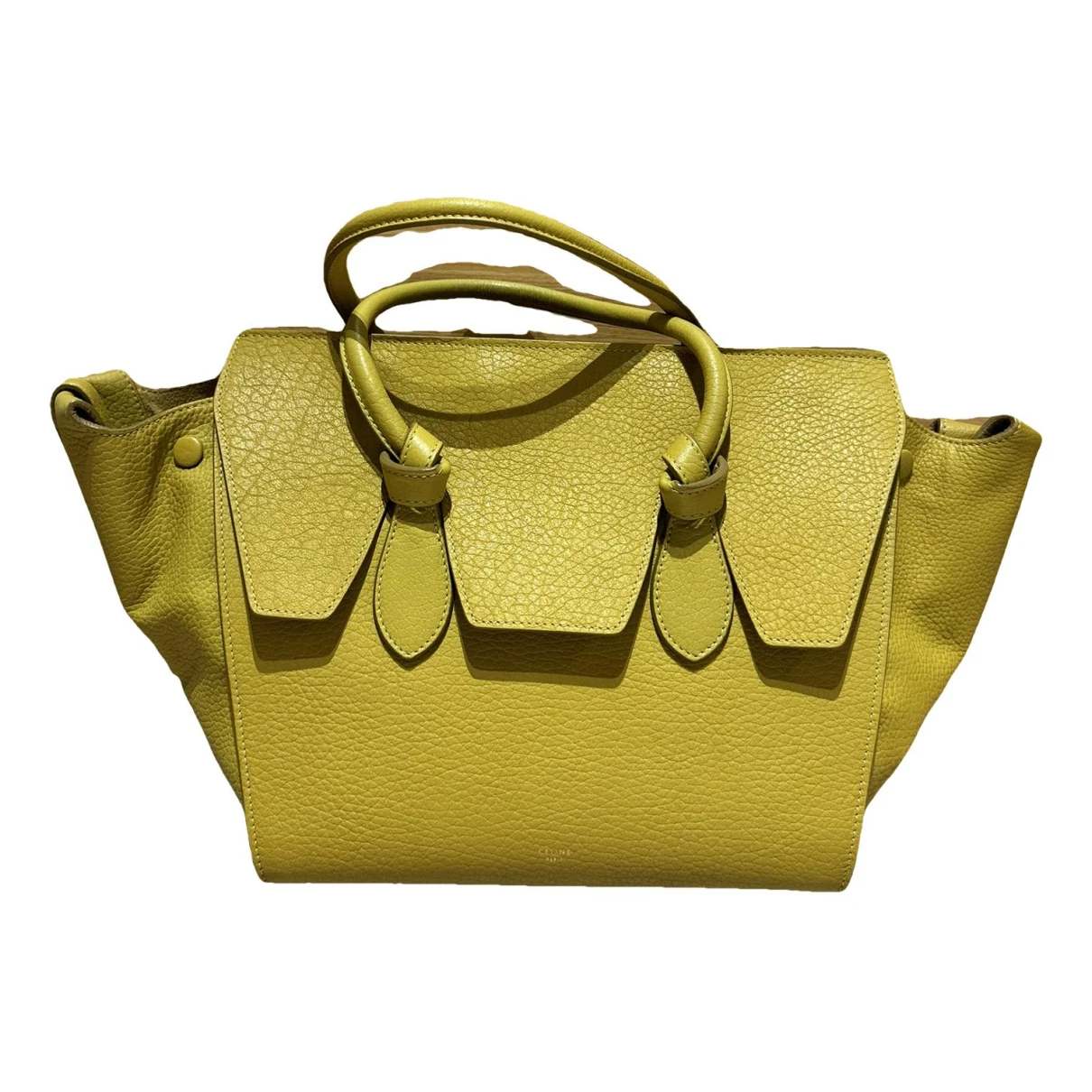 Pre-owned Celine Tie Leather Handbag In Yellow