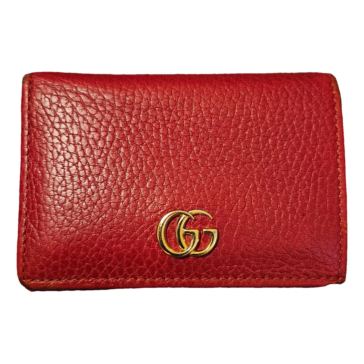 Pre-owned Gucci Marmont Leather Wallet In Red