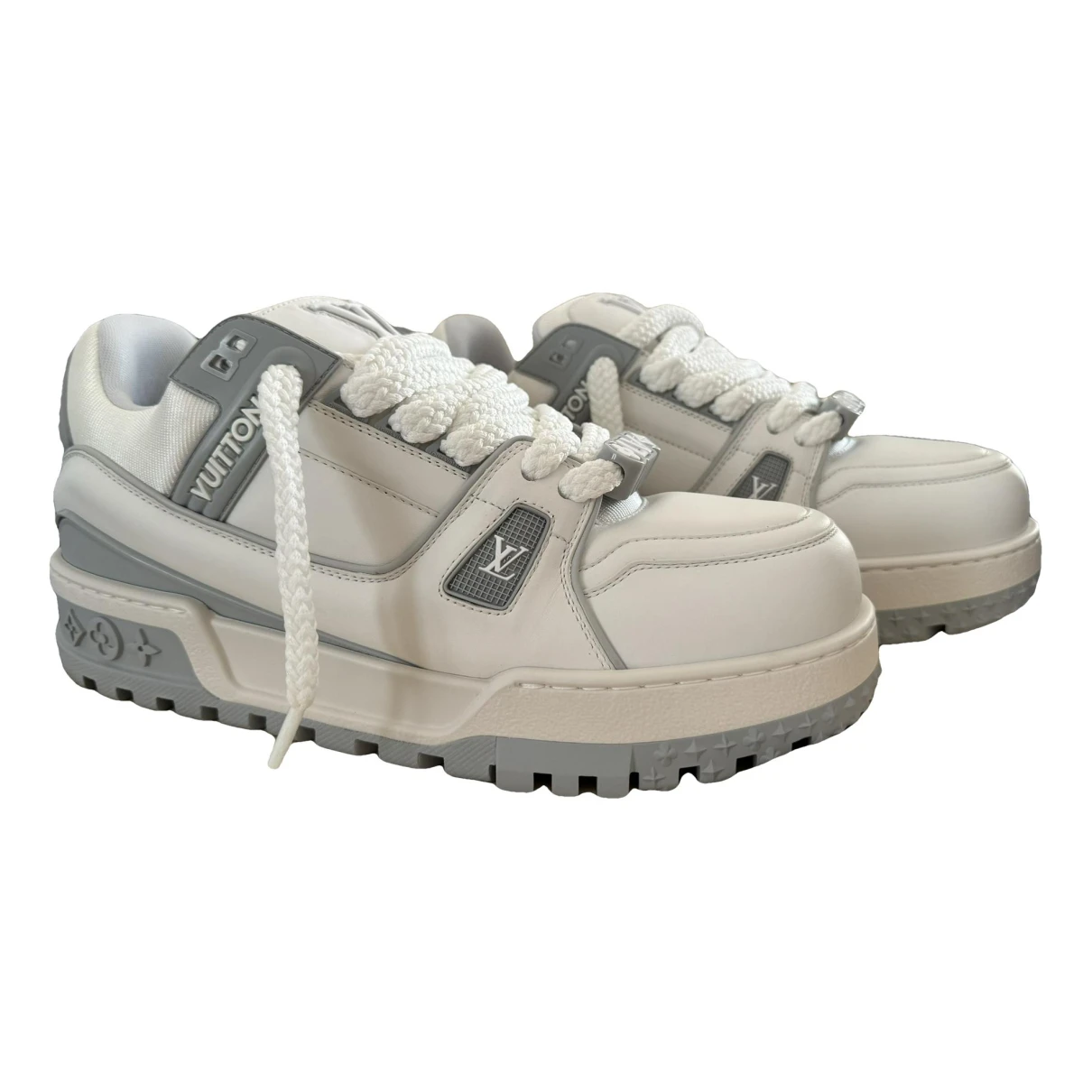 Pre-owned Louis Vuitton Leather Low Trainers In White