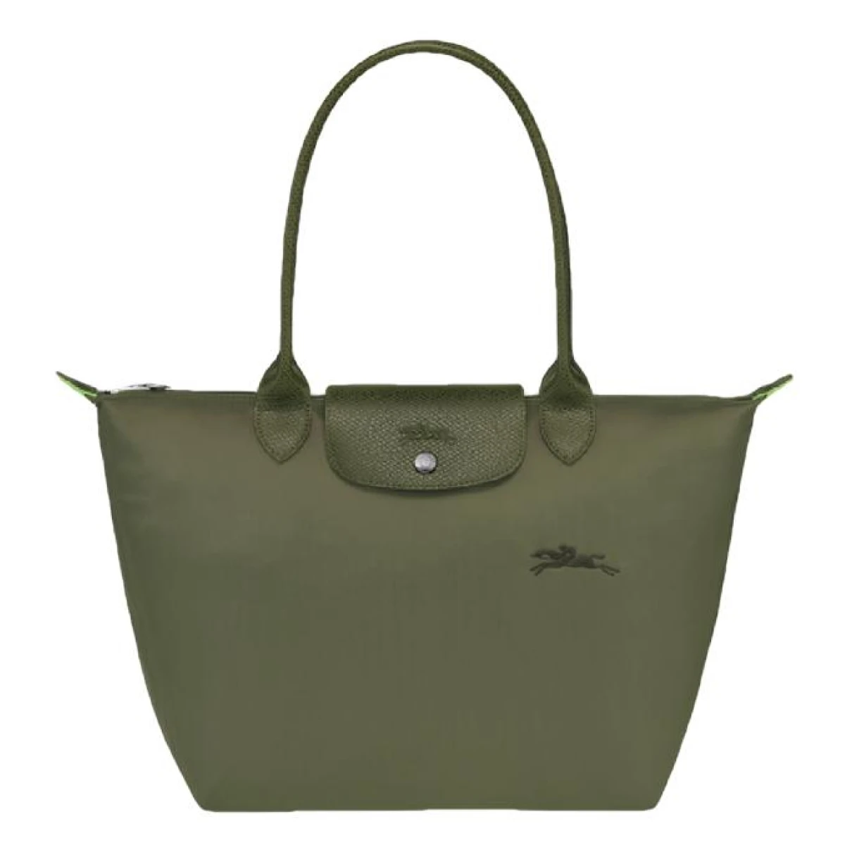 Pre-owned Longchamp Pliage Cloth Handbag In Green