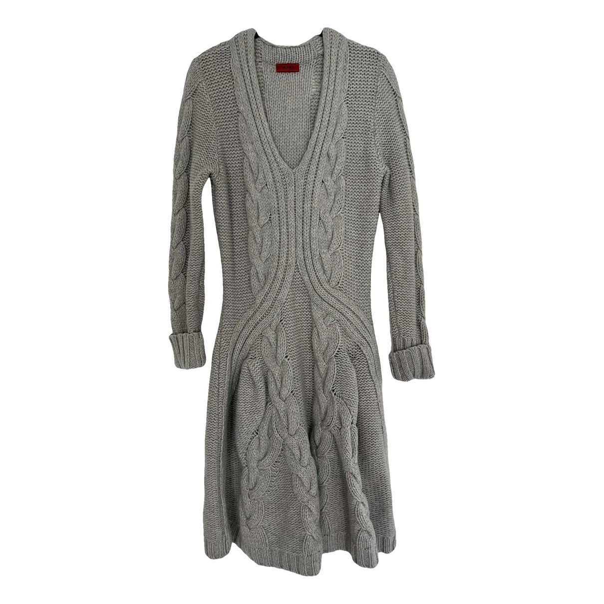 Pre-owned Hugo Boss Wool Mid-length Dress In Grey