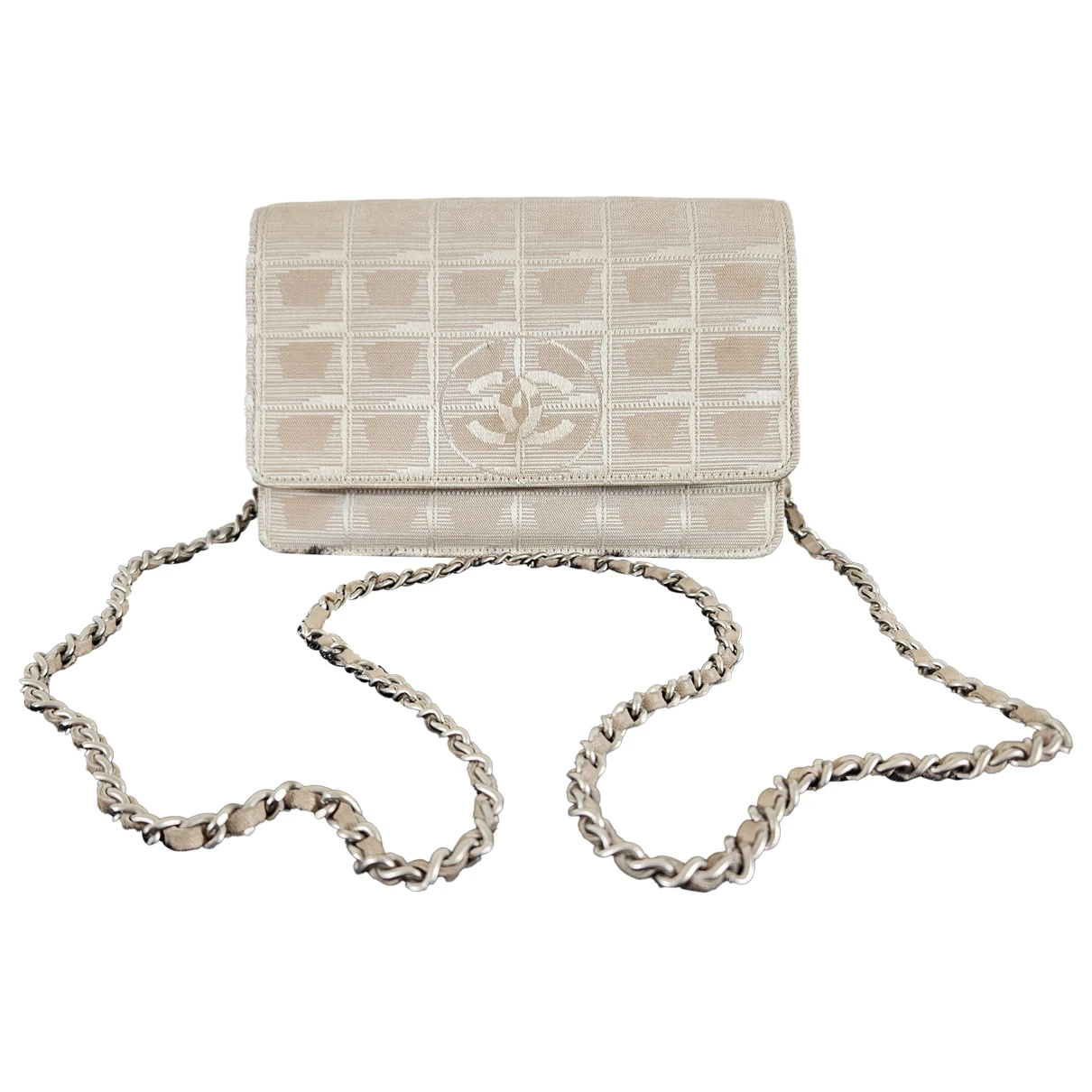 Pre-owned Chanel Cloth Crossbody Bag In Beige