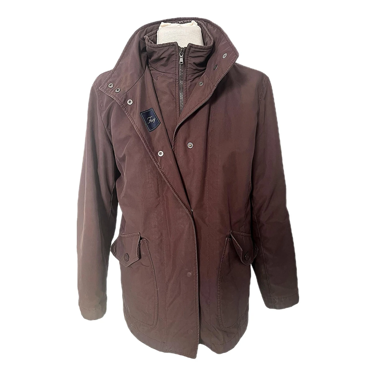 Pre-owned Fay Peacoat In Brown