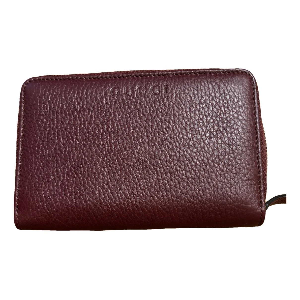 Pre-owned Gucci Continental Leather Wallet In Burgundy