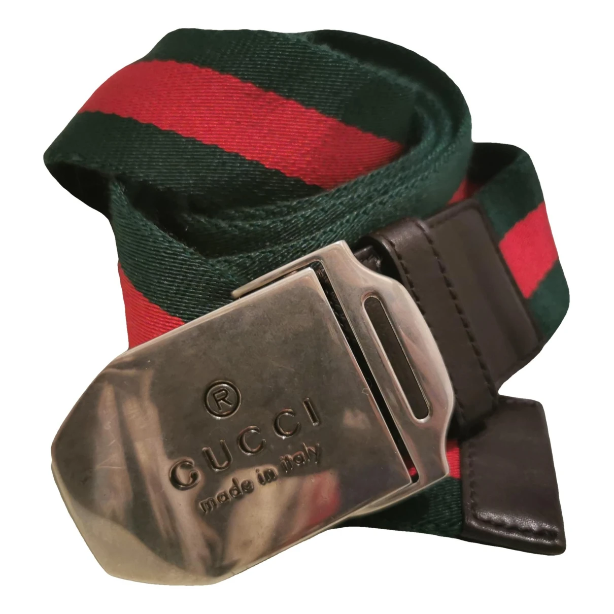 Pre-owned Gucci Cloth Belt In Green