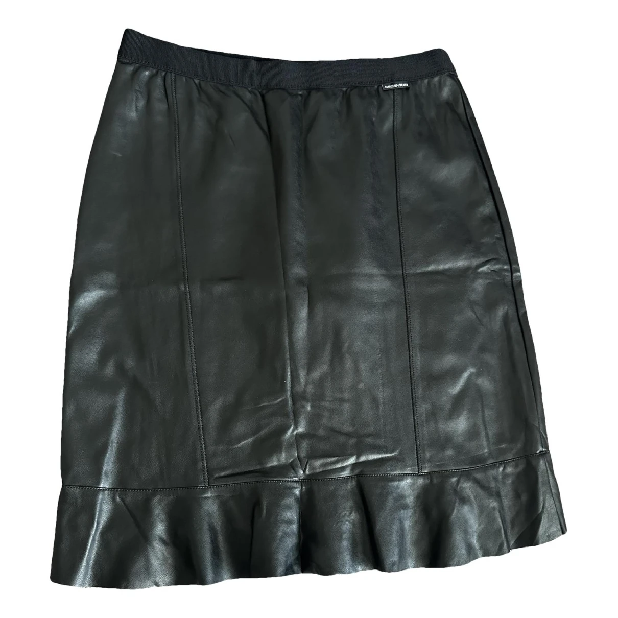 Pre-owned Marc Cain Vegan Leather Mid-length Skirt In Black