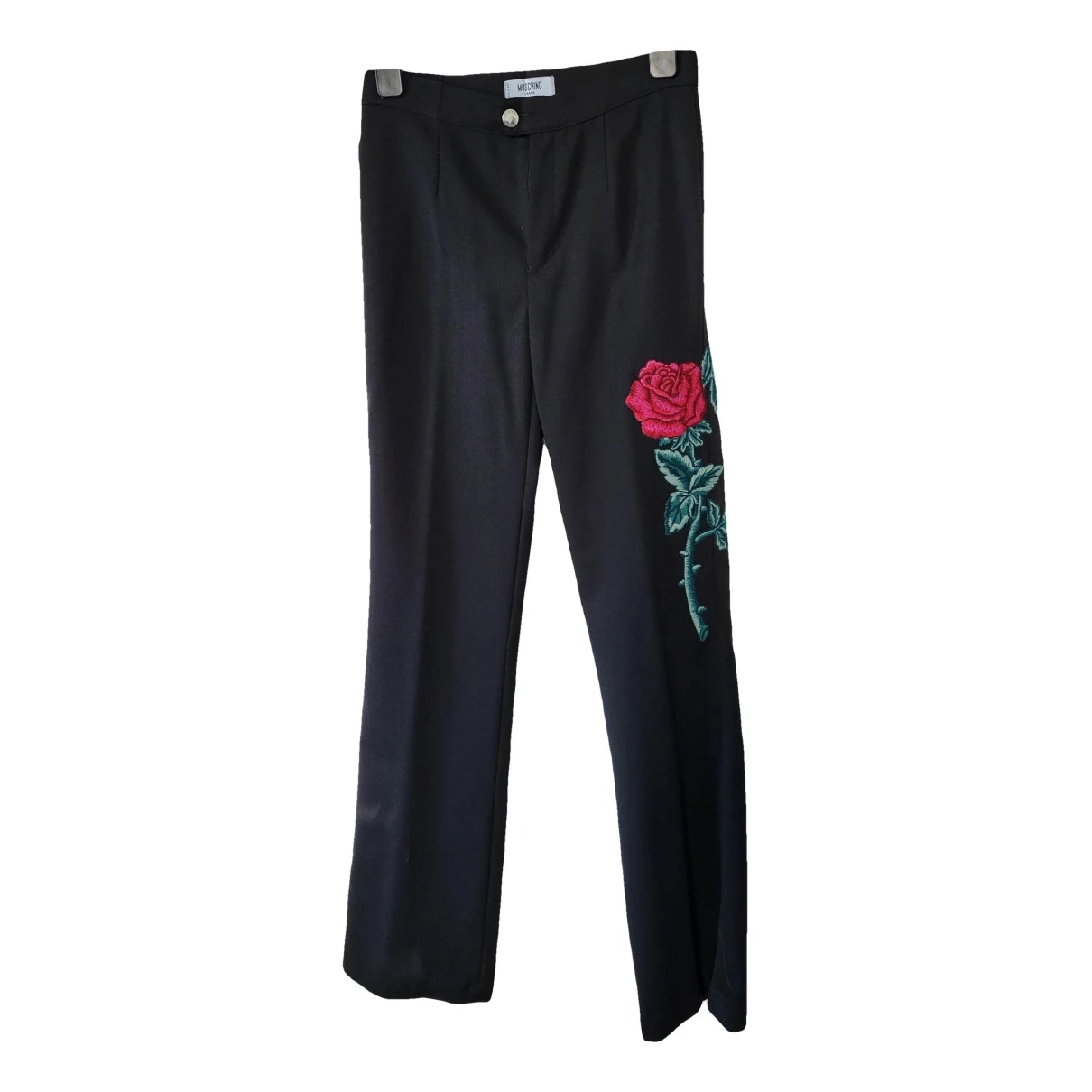 Pre-owned Moschino Wool Trousers In Black