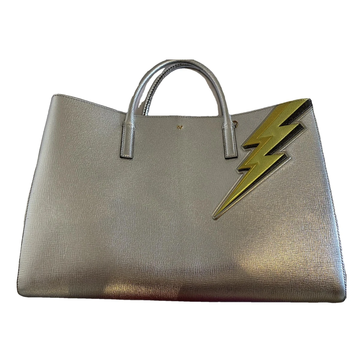 Pre-owned Anya Hindmarch Ebury Maxi Leather Handbag In Silver