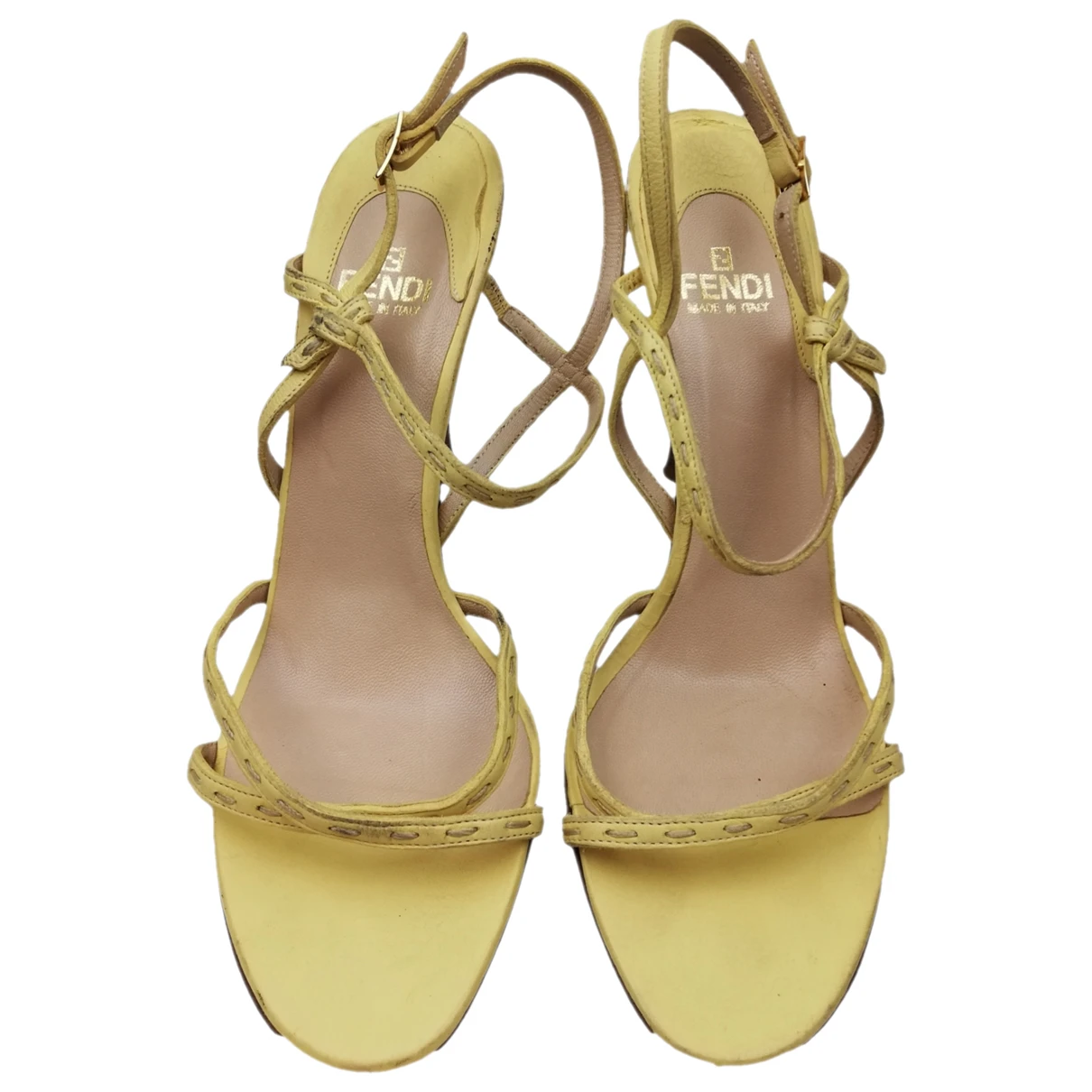 Pre-owned Fendi Leather Sandal In Yellow