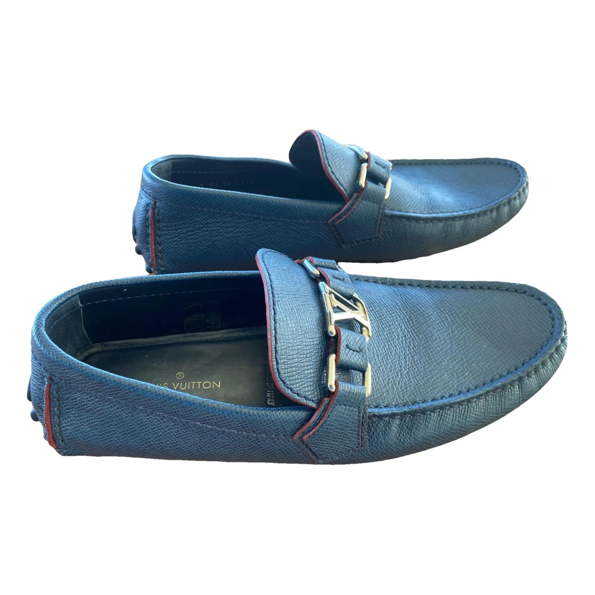 Pre-owned Louis Vuitton Monte Carlo Leather Flats In Blue