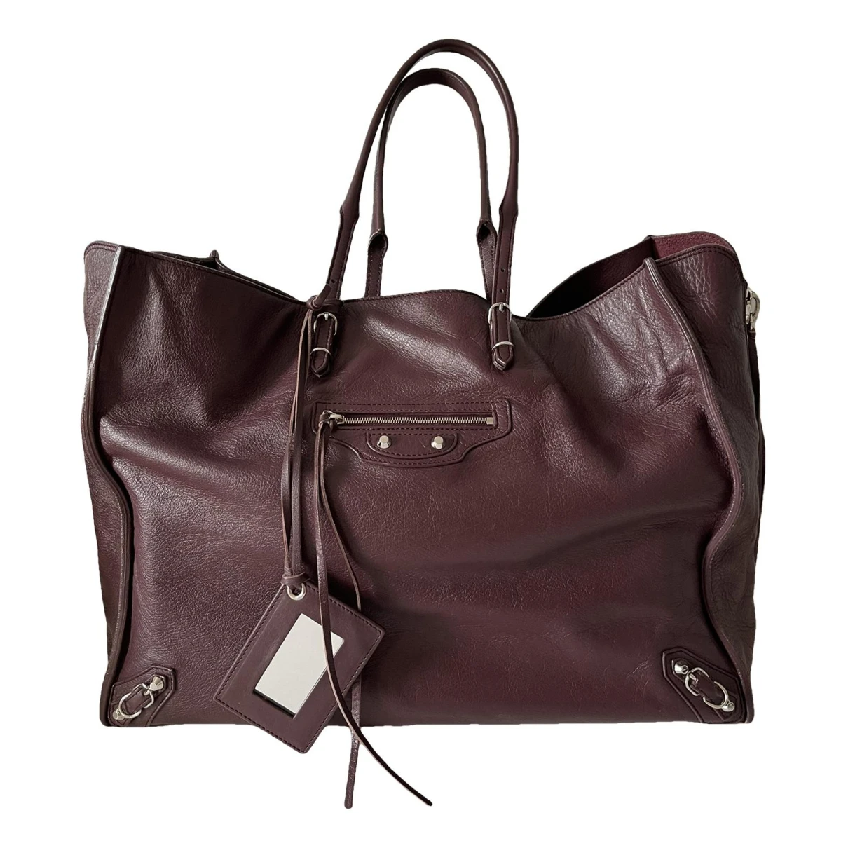 Pre-owned Balenciaga Papier Leather Handbag In Burgundy