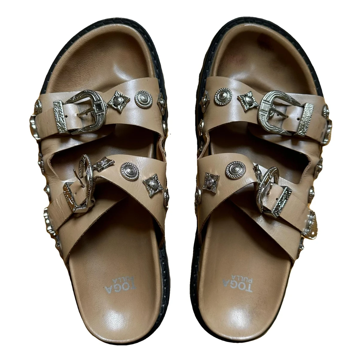 Pre-owned Toga Leather Sandal In Beige
