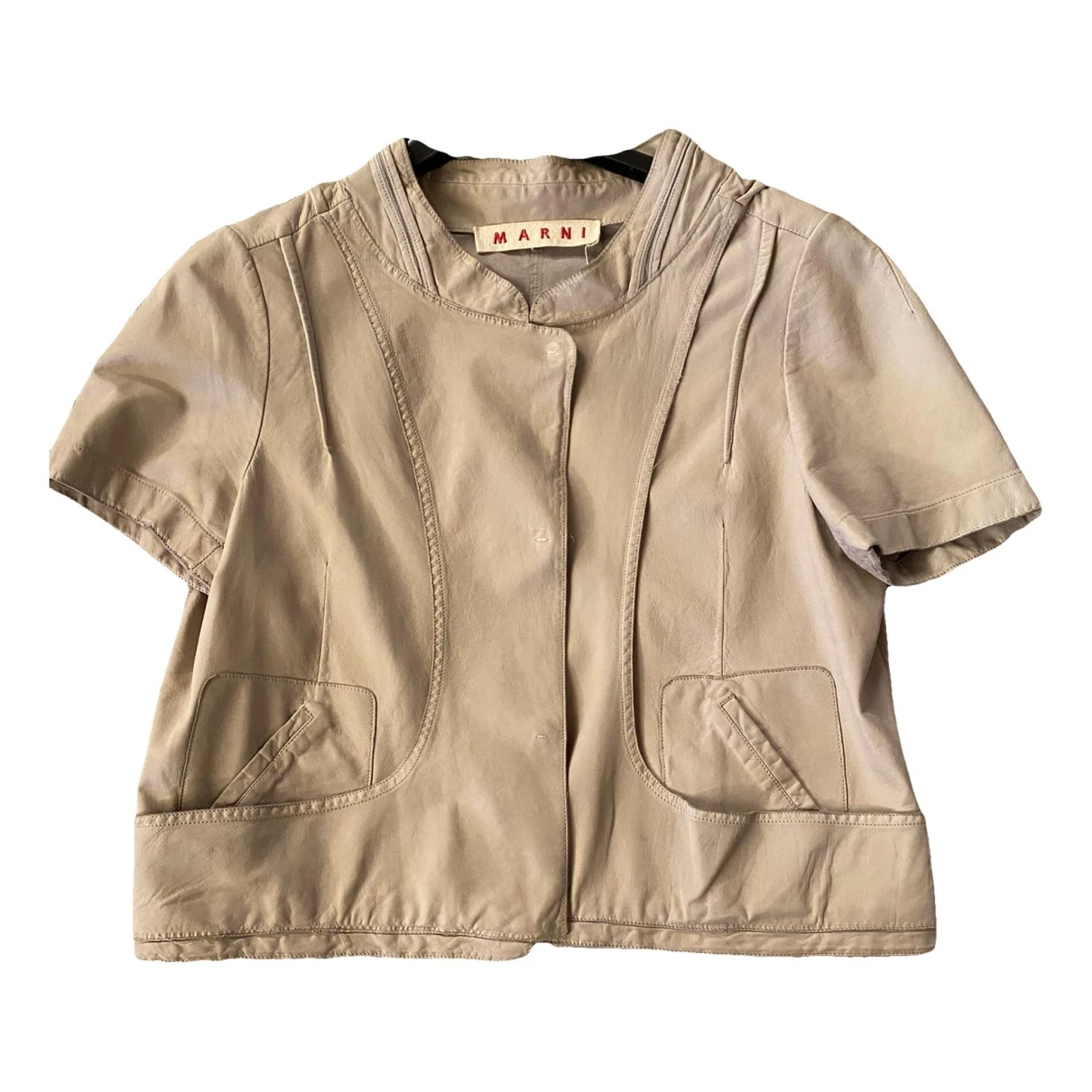 Pre-owned Marni Leather Short Vest In Beige
