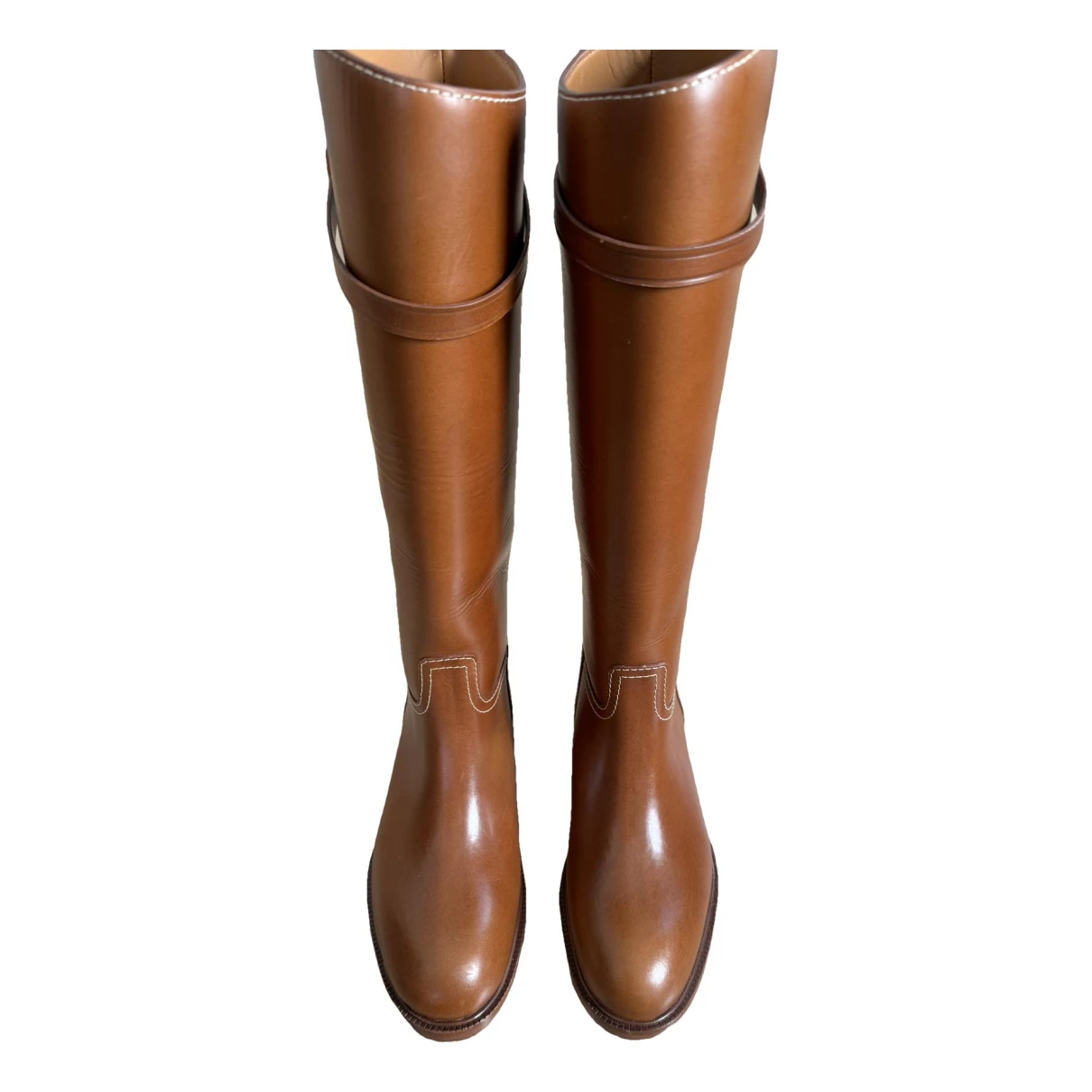 Pre-owned Polo Ralph Lauren Leather Riding Boots In Brown