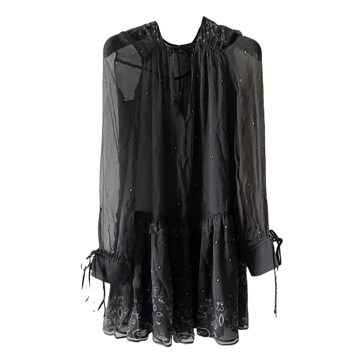 Pre-owned Amiri Silk Mini Dress In Black