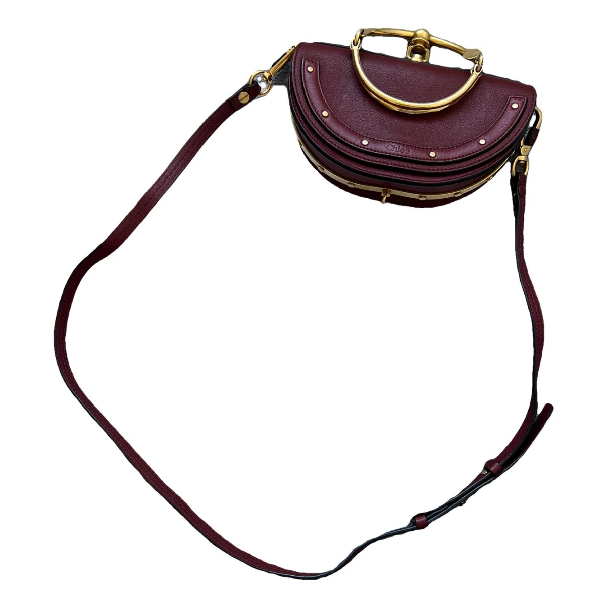 Pre-owned Chloé Bracelet Nile Leather Crossbody Bag In Burgundy