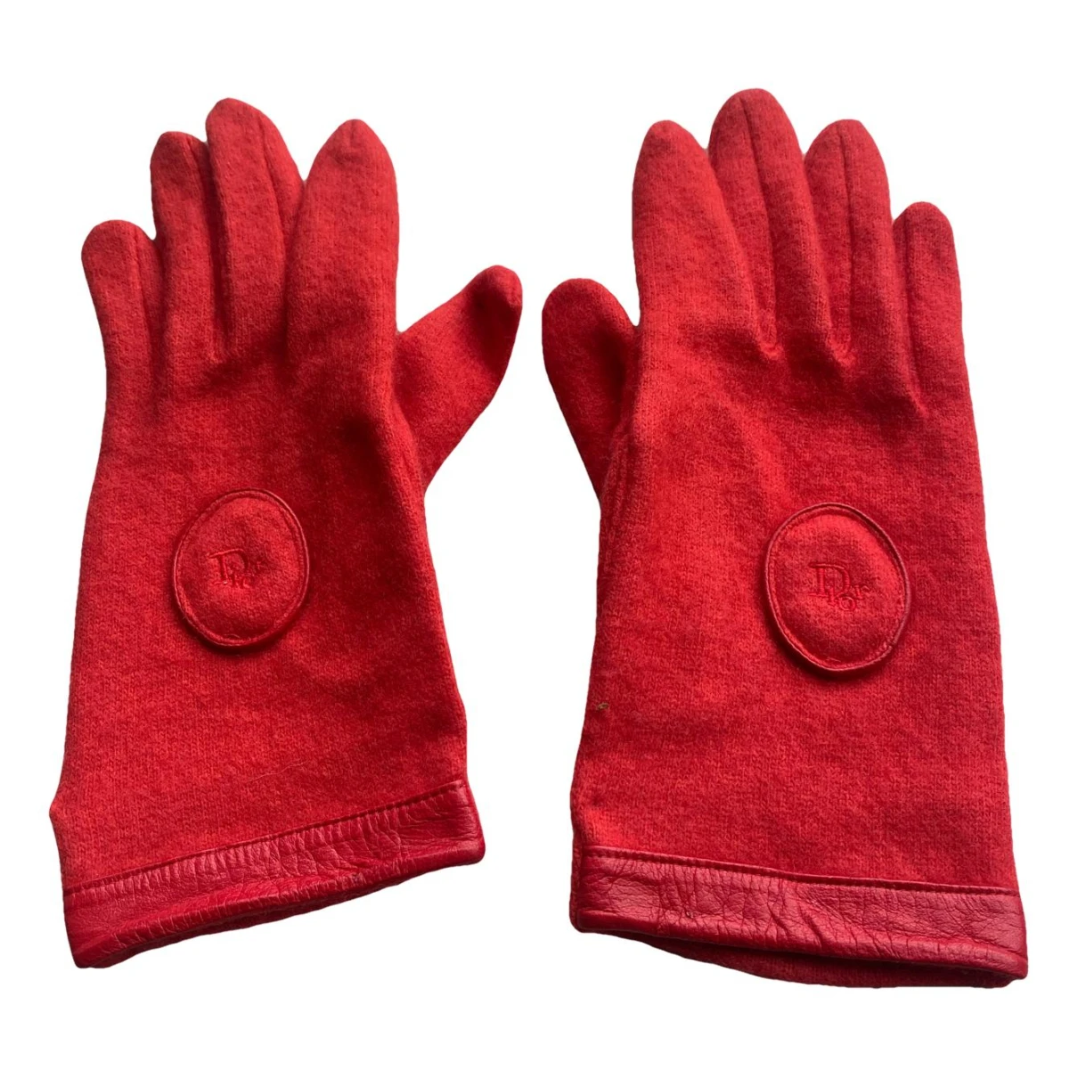 Pre-owned Dior Cashmere Gloves In Red