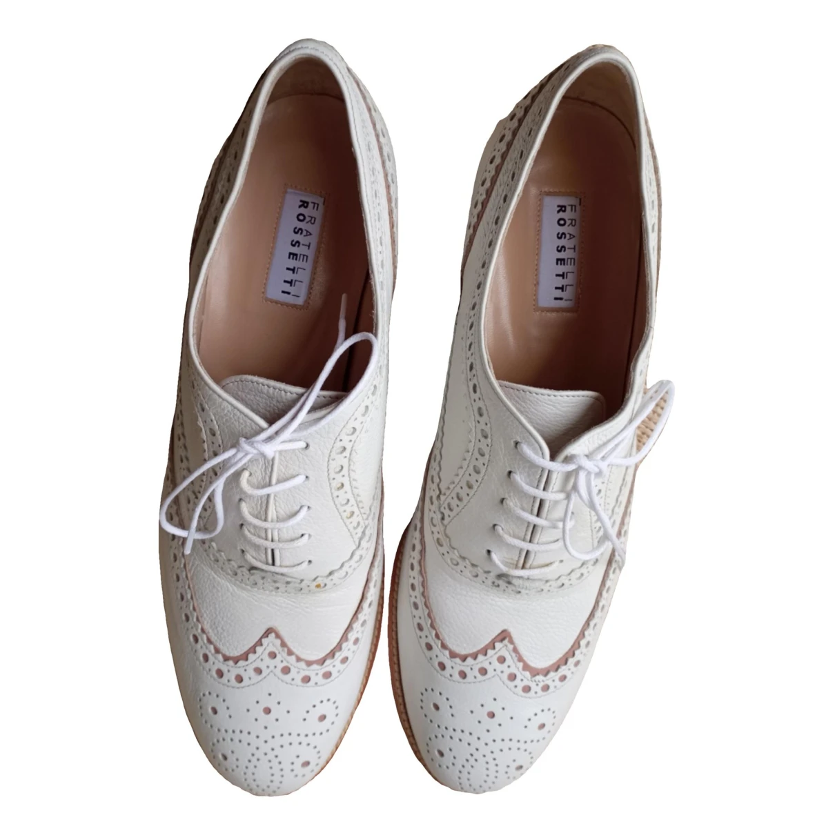 Pre-owned Fratelli Rossetti Leather Lace Ups In White