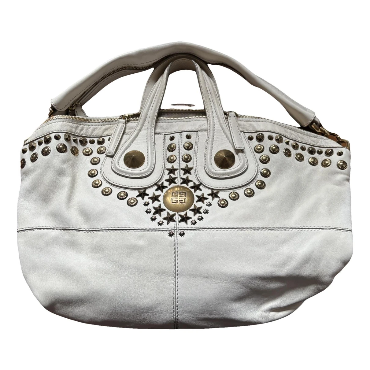 Pre-owned Givenchy Nightingale Leather Handbag In Beige