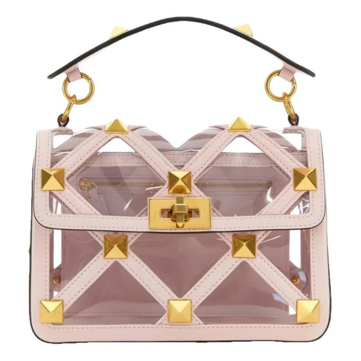 Pre-owned Valentino Garavani Roman Stud Leather Handbag In Pink