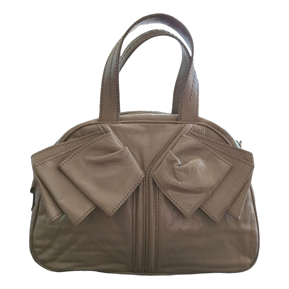 Pre-owned Saint Laurent Patent Leather Handbag In Grey