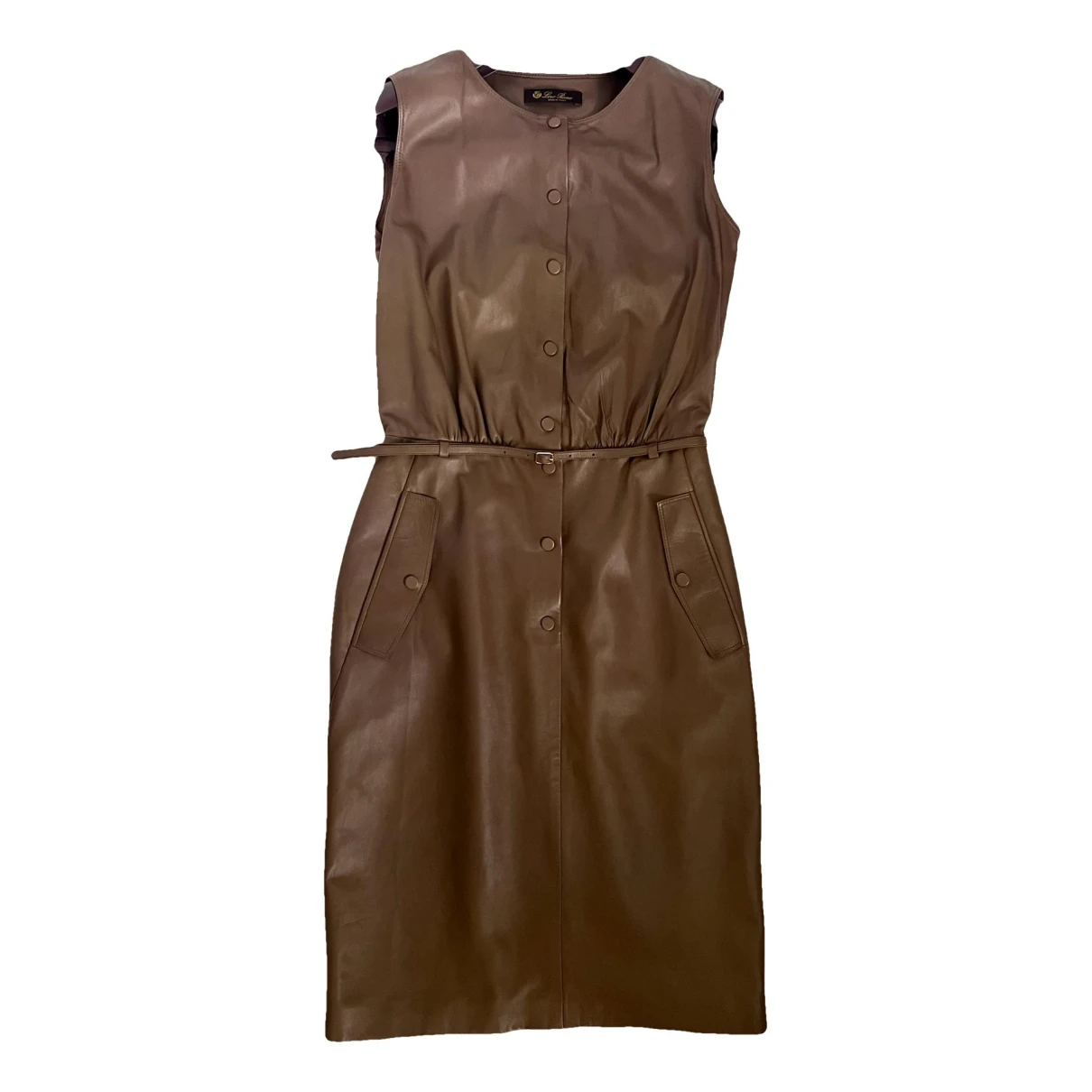 Pre-owned Loro Piana Leather Dress In Brown