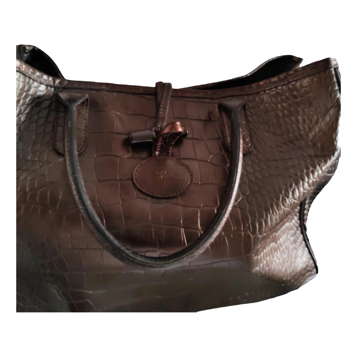 Pre-owned Longchamp Roseau Leather Handbag In Brown