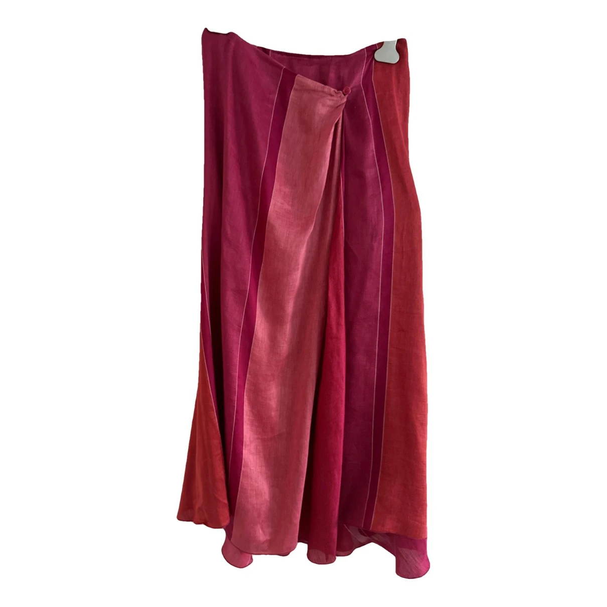 Pre-owned Max Mara Linen Maxi Skirt In Pink