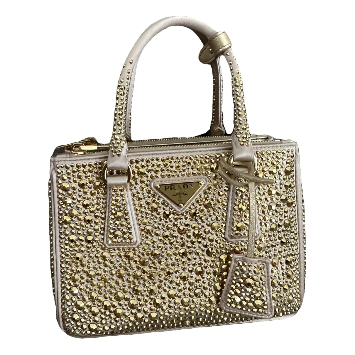 Pre-owned Prada Galleria Cloth Handbag In Gold