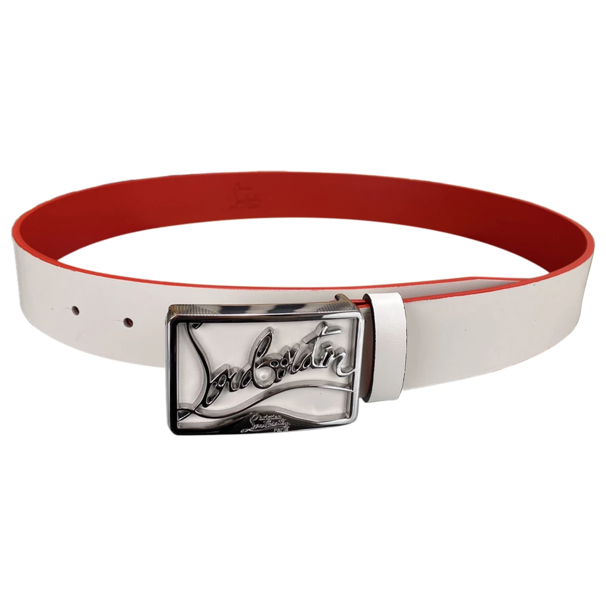 Pre-owned Christian Louboutin Leather Belt In White