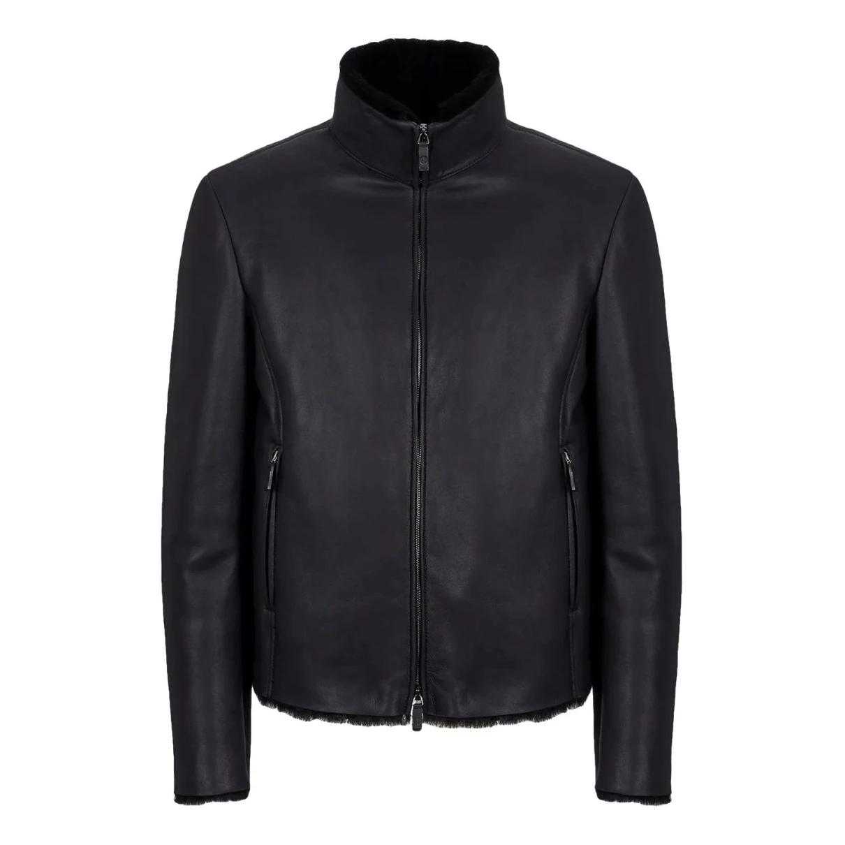 Pre-owned Giorgio Armani Leather Jacket In Black