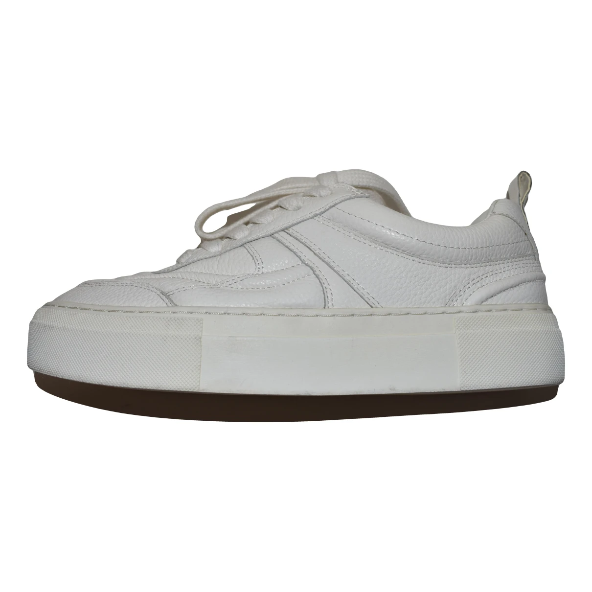 Pre-owned Massimo Dutti Leather Trainers In White