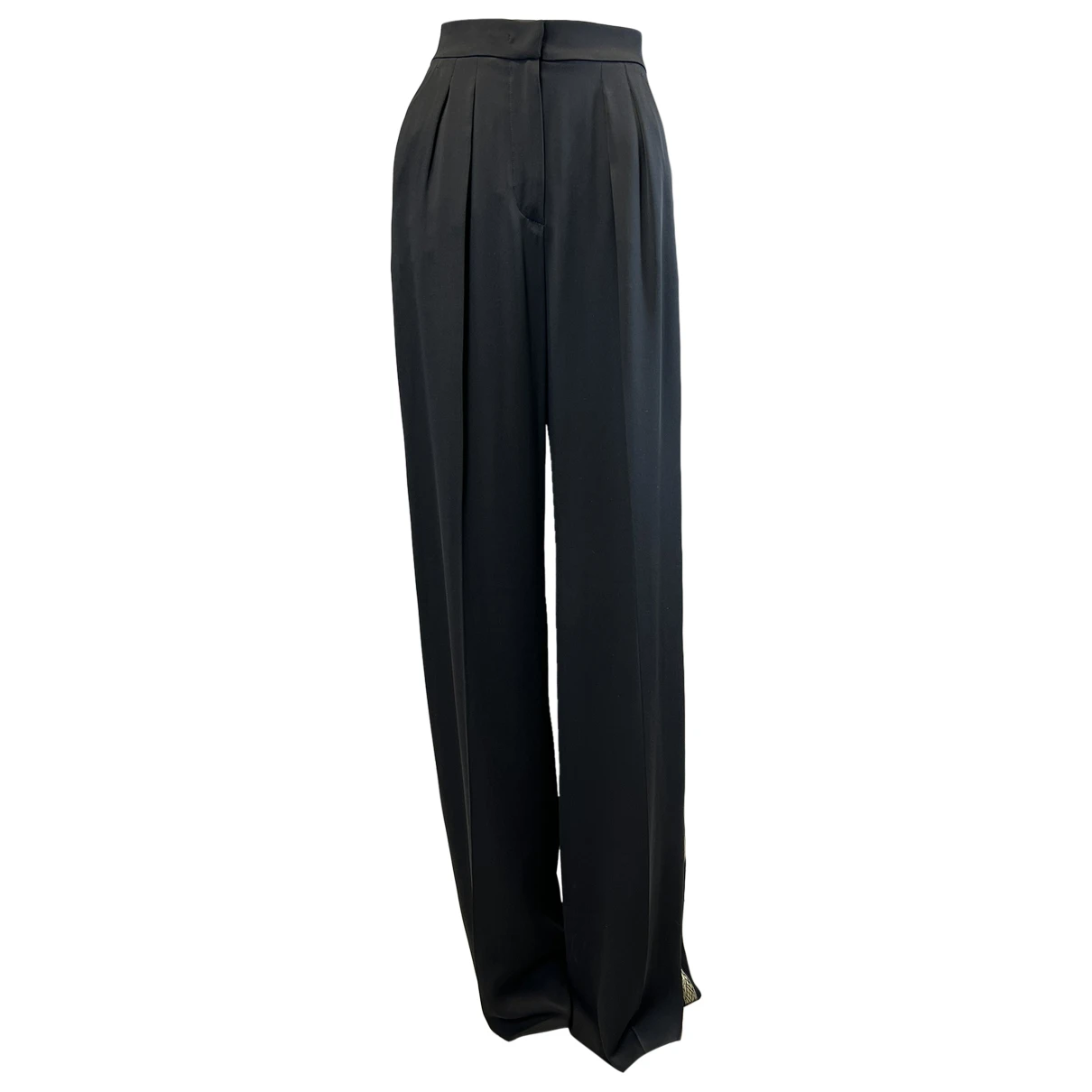 Pre-owned Max Mara Atelier Silk Straight Pants In Black