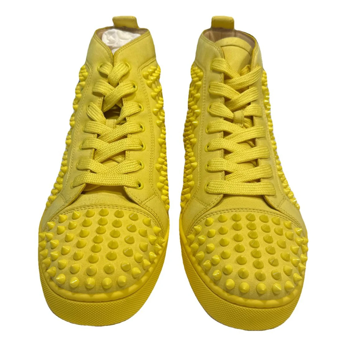Pre-owned Christian Louboutin High Trainers In Yellow