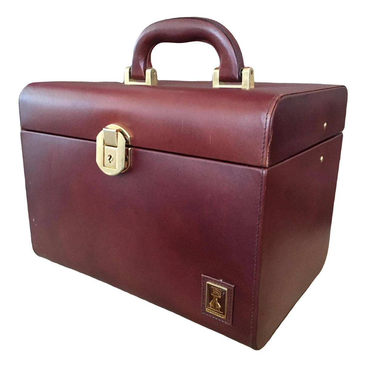 Pre-owned Burberry Leather Vanity Case In Burgundy
