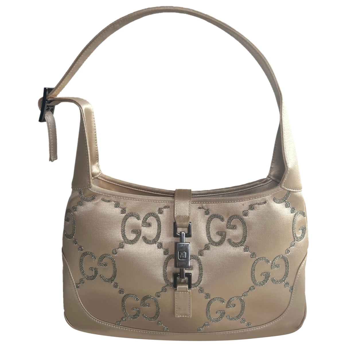 Pre-owned Gucci Jackie Vintage Cloth Handbag In Gold